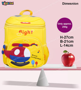 Toyshine 12" Helicopter Design Backpack for Kids Girls Boys Toddler Backpack Preschool Nursery Travel Bag,Mini Size - Yellow