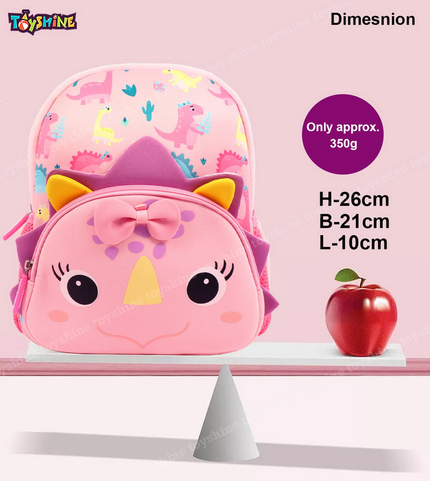 Toyshine 12" Cute Baby Dino Face Backpack for Kids Girls Boys Toddler Backpack Preschool Nursery Travel Bag,Mini Size - Pink