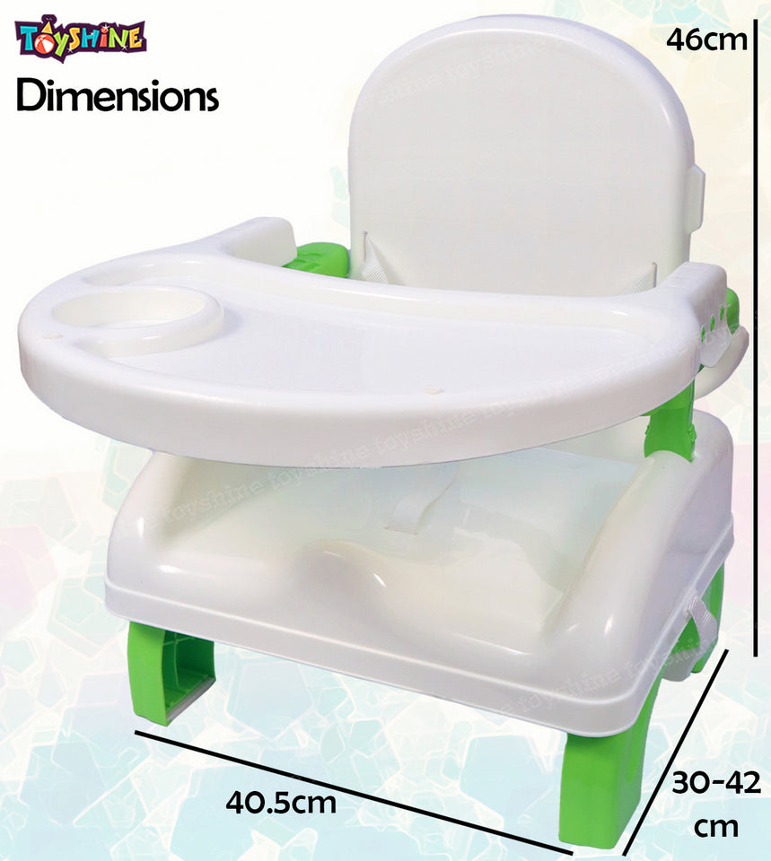 Toyshine Baby Seat Booster Chair Space Saver High Chair Toddler Folding Booster Seat - Portable Feeding Chair with Safety Belt and Food Tray - Green
