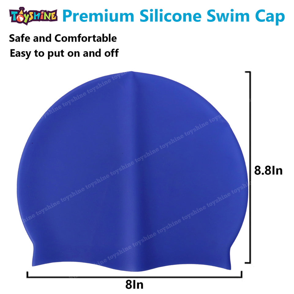 Toyshine Swimming Combo Kit for kids- 1 pc swim cap, 1 Anti Fog Goggles with ear plugs (Blue Combo)