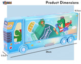 Toyshine Flying Dino Double Compartment Bus Pencil Box with Moving Tyres Button Enabled Storages and Sharpner for Kids - Blue