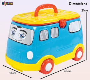 Toyshine 2 in 1 Doctor Vehicle Mini Bus Baby Ride on Cum Doctor Play 16 pc Set for Kids Age 3 +