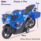 Toyshine 1:16 Scale Pull Back Alloy Simulation Police Superbike with Lights and Sound Toy Bike for Kids - Blue