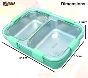 Toyshine Stainless Steel Bento Box for Kids Adults, 2 Compartments Sealed, Breathable Vent, Leak-proof Lunch Box, Keep Foods Separated Food Storage Container, Food-Safe Materials, 2 Compartments-Green