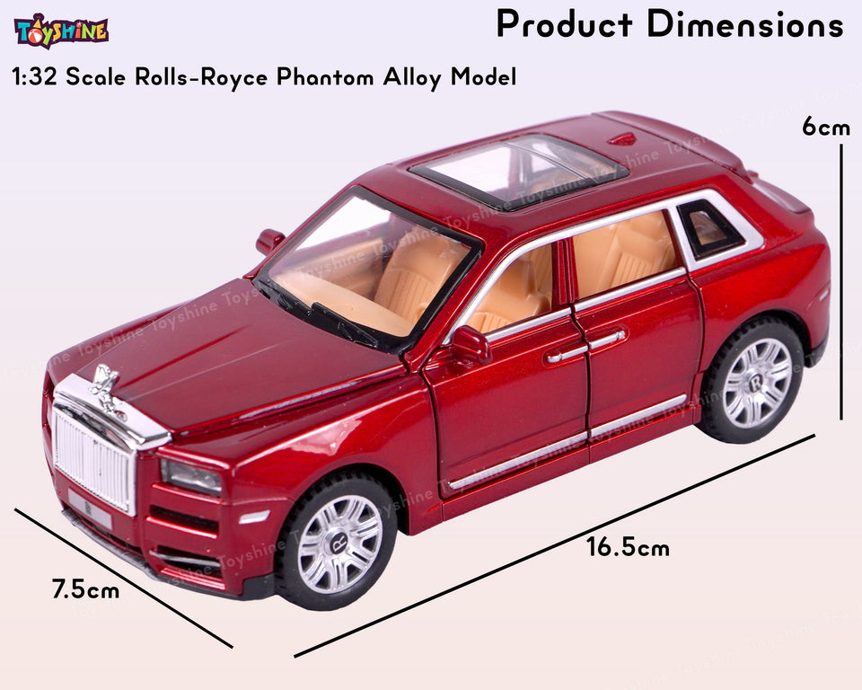 Toyshine 1:32 Scale Rolls-Royce Phantom Model Alloy Six Side Open Die-Cast Pull Back Toy Car with Sound and Light Echo Car Model Toy - Maroon