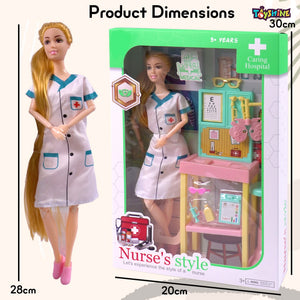 Toyshine Doctor Alia Doll with Medical equipments, Furniture & Accessories Toys for Kids Role Play Set for Age 3+