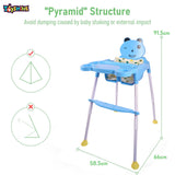 Toyshine Three in One Portable Foldable Multifunctional Convertible Infant Baby Feeding Chair Booster inbuilt with Detachable Tray Safety Belt and Footrest - Blue