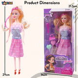 Toyshine Beautiful Dazzling Doll with Moveable Arms and Fashion Accessory Pretend Play Toy for Kids 3+ Years