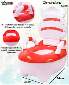 Toyshine 2 IN 1 Potty Training Seat with Removable Potty Bowl Toilet Seat for Toddler Boys Girls Kids with Handles, Indendent Seat | Anti-Splash Design, Puppy, Red