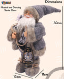 Toyshine 12" Musical and Dancing Santa Claus Holding Lamp - Winter Wonderland Themed Christmas Decoration (Grey)