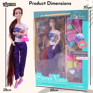Toyshine Beauty Doll Street Vane with Fashion Accessory Pretend Play Gift for Girls Kids Role Play Toy for Age 3+ Multicolor