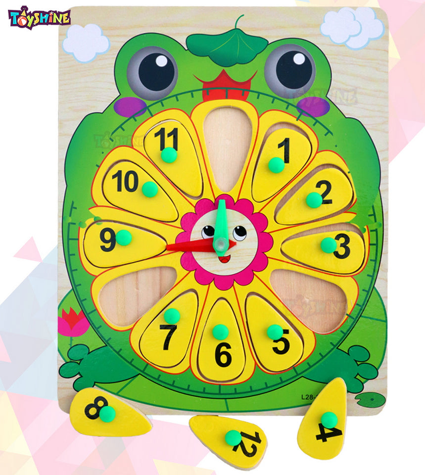Toyshine 5 pc Time Learning Cute Animal Shaped Wooden Clock for Kids with Moveable Hands