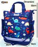 Toyshine Dinosaur Print Shopping HandBag for Kids, Suitable for Tuition, Lunch bag, Fancy, Picnic, Party Bags Girls Boys Cute Toddler Travel Bag with Handle Strap, Waterproof Bag - Blue