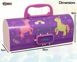 Toyshine Pencil Box with Code Lock Pen Case Large Capacity Multi-Layer Multi-Function Storage Bag Secret Compartment Pencil Box - Unicorn Purple