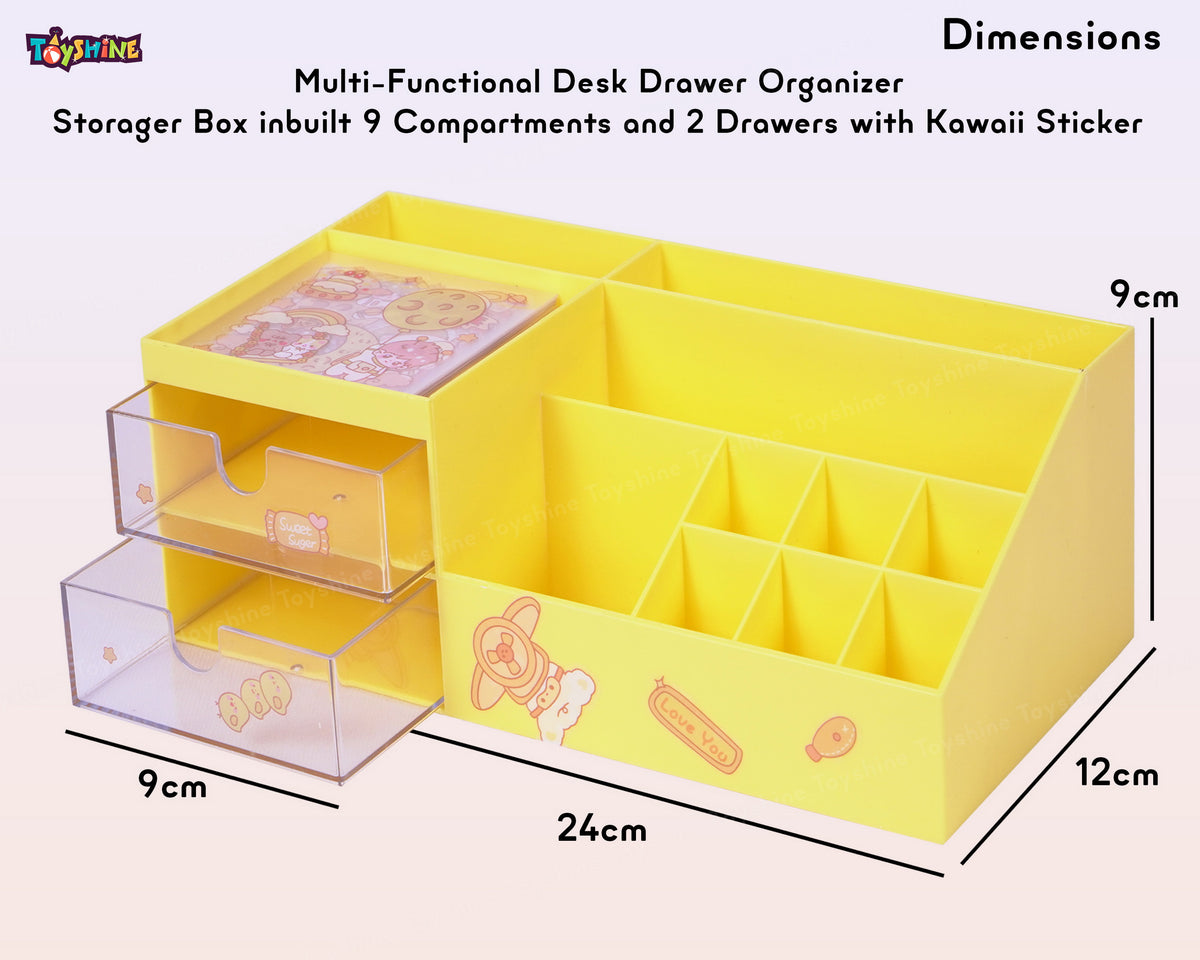 Toyshine Multi-Functional Desk Drawer Organizer Storage Box inbuilt 9