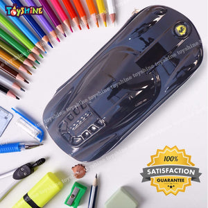 Toyshine Glaze Car Hardtop Pencil Case with Compartments - Kids Large Capacity School Supply Organizer Students Stationery Box - Girls Boys Pen Pouch- Black