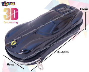 Toyshine Glaze Car Hardtop Pencil Case with Compartments - Kids Large Capacity School Supply Organizer Students Stationery Box - Girls Boys Pen Pouch- Black