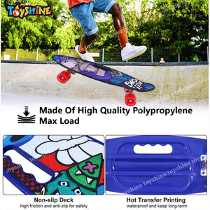 Toyshine Complete Skateboard 59 Cms All Wheels LED Light up Beginners, Devil Eye Blue
