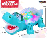 Toyshine Geared Crocodile Concept Musical and 3D Lights Kids Transparent Toy, Toy for 2 to 5 Year Kids Baby Toy, Multicolor