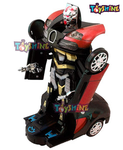 Toyshine Robot to Car Deformation Musical Toy, Battery Operated Robot with Realistic Sound, Red