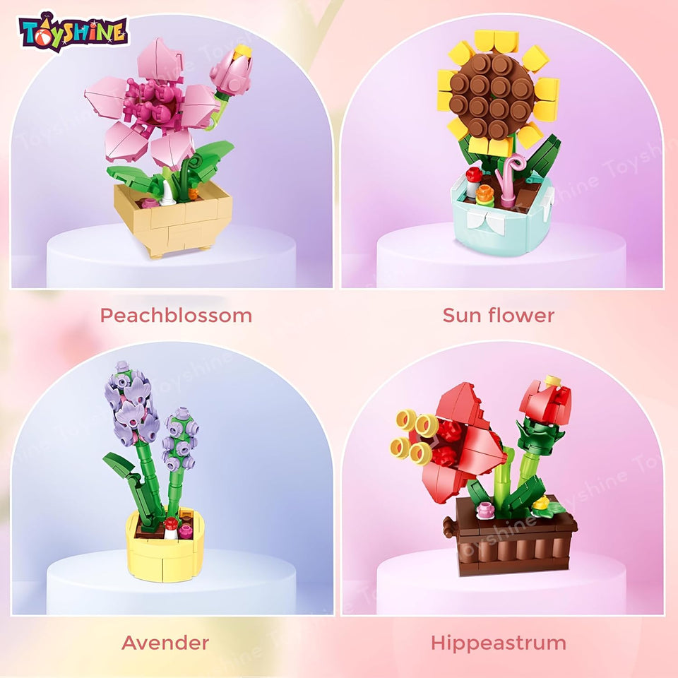 Toyshine Flower Building Blocks Toy kit, Artificial Flowers for Home, Mini Bricks Building Blocks Sets, DIY Decoration Home, Gift for Girls and Boys (752PCS)