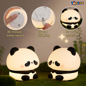 Toyshine Sad Panda Night Light Squishy Silicone 3-Level Dimmable LED Rechargeable Touch Lamp with Timer Function for Bedroom & Office