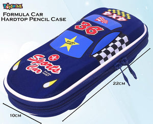 Toyshine Formula Car Hardtop Pencil Case with Compartments - Kids Large Capacity School Supply Organizer Students Stationery Box - Girls Boys Pen Pouch- Dark Blue