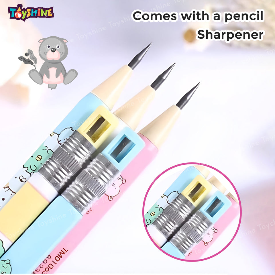 Toyshine 12Pc Cartoon Print Mechanical Pencils 2.0mm with inbuilt sharpener | School & Office Supplies Perfect for Artists Writers Students Return Gift