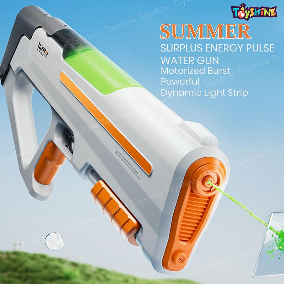 Toyshine Electric Water Holi Gun Toy with 25-32Ft Range | Self-Filling | Lights | 500mah Rechargeable Powerful Battery 600ml Tank Capacity High Pressure Mechanism for Kids Outdoor Water Fun, Orange