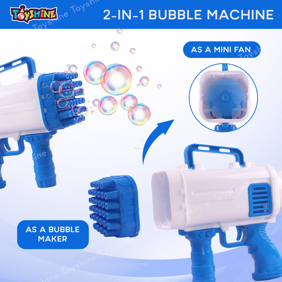 Toyshine Rocket Boom 32 Hole Bubble Blaster for Kids | High Volume Bubble Gun with Solution | Ultimate Bubble Fun Maker - Blue