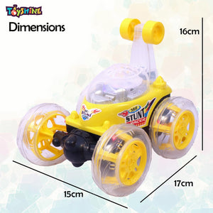 Toyshine Remote Control Stunt Car | RC Stunt Vehicle 360°Rotating Rolling Radio Control Electric Race Car with Lights and Music | Rechargeable Battery for Kids Girls Boys - Yellow