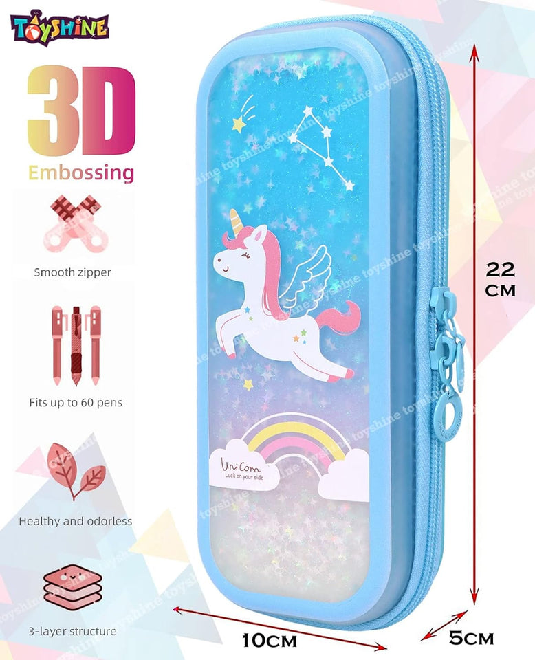 Toyshine Ultra Durable and Heavy Unicorn Pencil Case With Multiple Compartments Stationery Box