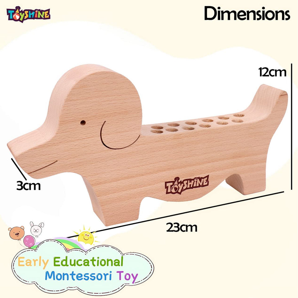 Toyshine Animal Shaped Wooden Pen Pencil Holder|Desk Organizer- Dog