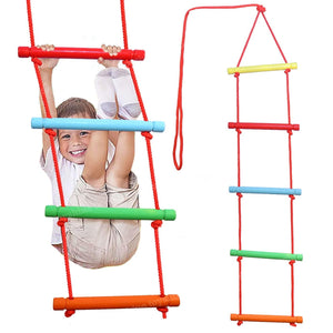 Toyshine 5 Step Rope Ladder for Kids, Climbing Ladder for Swing Set, Hanging Rope Ladder with 1 Strap, Great for Play Set, Outdoor, Tree House, Playground