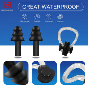Spanker 4 Sets Waterproof Silicone Swimming Earplugs Nose Clip Plugs,Ear & Nose Protector Swimming Sets ,Color Vay Mary SSTP