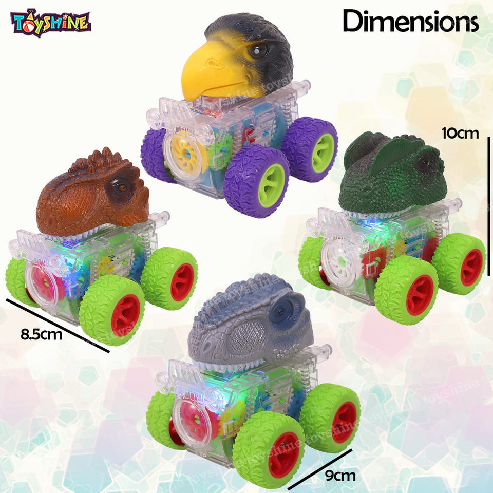 Toyshine Funny Animal Pack of 4 Automobile Car Toy Set, Friction Powered Toy Vehicle Play Set for Kids Toy for Boys, Girls, Party for 2 3 4 5 Year Old - Model B