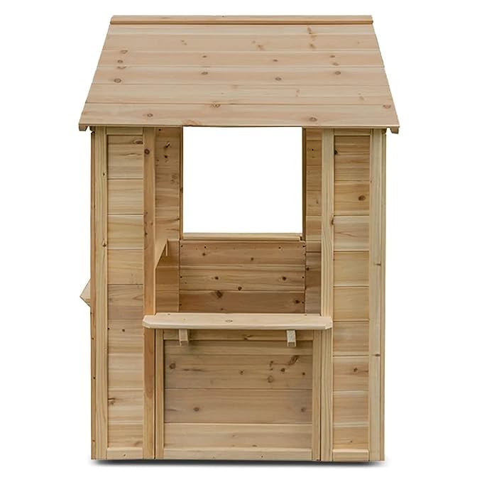 Toyshine Wooden Cubby House with a Cafe Shop Style Front Gift for Girls Boys 3+ Ages - B