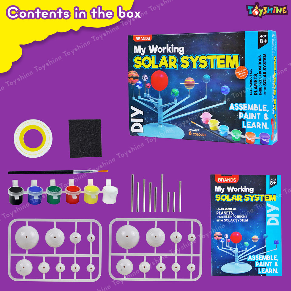 Toyshine My Working Solar System Assemble Paint and Learn DIY Planetarium Model Activity Kit STEM Educational Learning Creative Fun Cum Indoor Game for Boys and Girls 8+