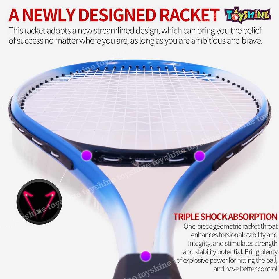 Toyshine Adult Tennis Racket, Super Light Weight Tennis Racquets Shock-Proof and Throw-Proof,Include Tennis Bag Tennis Overgrip- M4 Blue