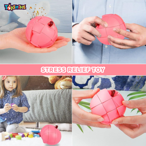 Toyshine Peach Shaped Magic Speed Cube 3x3, Stress Relief Toys for Adults & Children, Cube Educational Creative Puzzle Toys Gifts for Kids Boys Girls Age 3 +