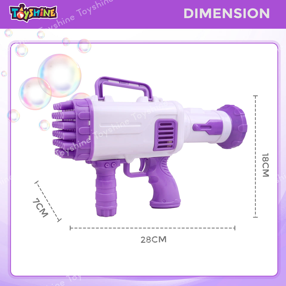 Toyshine Rocket Boom 32 Hole Bubble Blaster for Kids | High Volume Bubble Gun with Solution | Ultimate Bubble Fun Maker - Purple