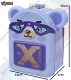 Toyshine Bear Money Box Safe Piggy Bank With Lock, Savings Bank For Kids, Tin Metal - Bear Blue, Classic