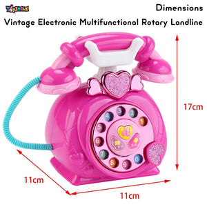 Toyshine Vintage Electronic Multifunctional Rotary Landline Pretend Toy Phone for Kids Early Educational Skills Training Toy Birthday Gift