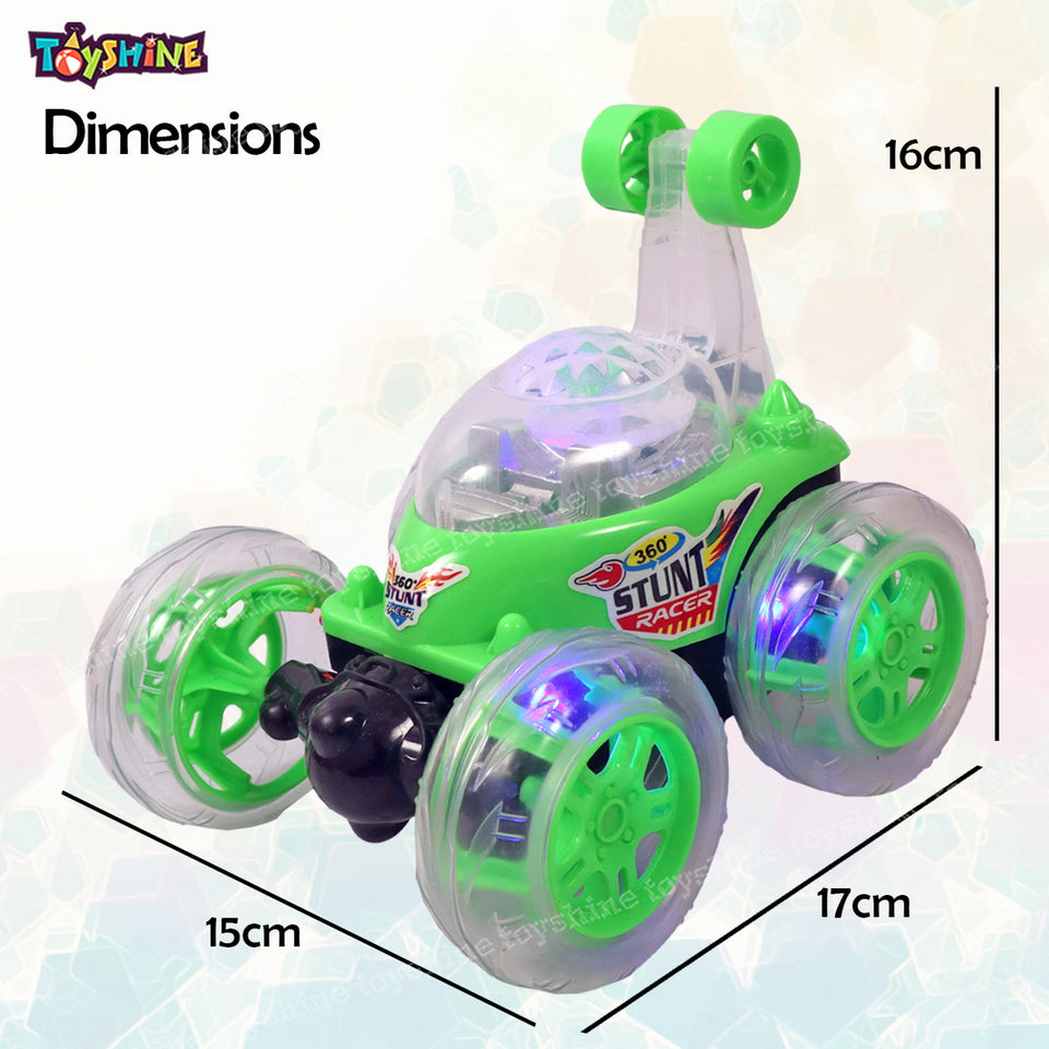 Toyshine Remote Control Stunt Car | RC Stunt Vehicle 360° Rotating Rolling Radio Control Electric Race Car with Lights and Music | Rechargeable Battery for Kids Girls Boys - Green