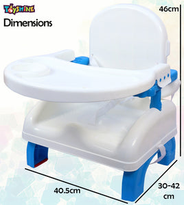Toyshine Baby Seat Booster Chair Space Saver High Chair Toddler Folding Booster Seat - Portable Feeding Chair with Safety Belt and Food Tray - Blue