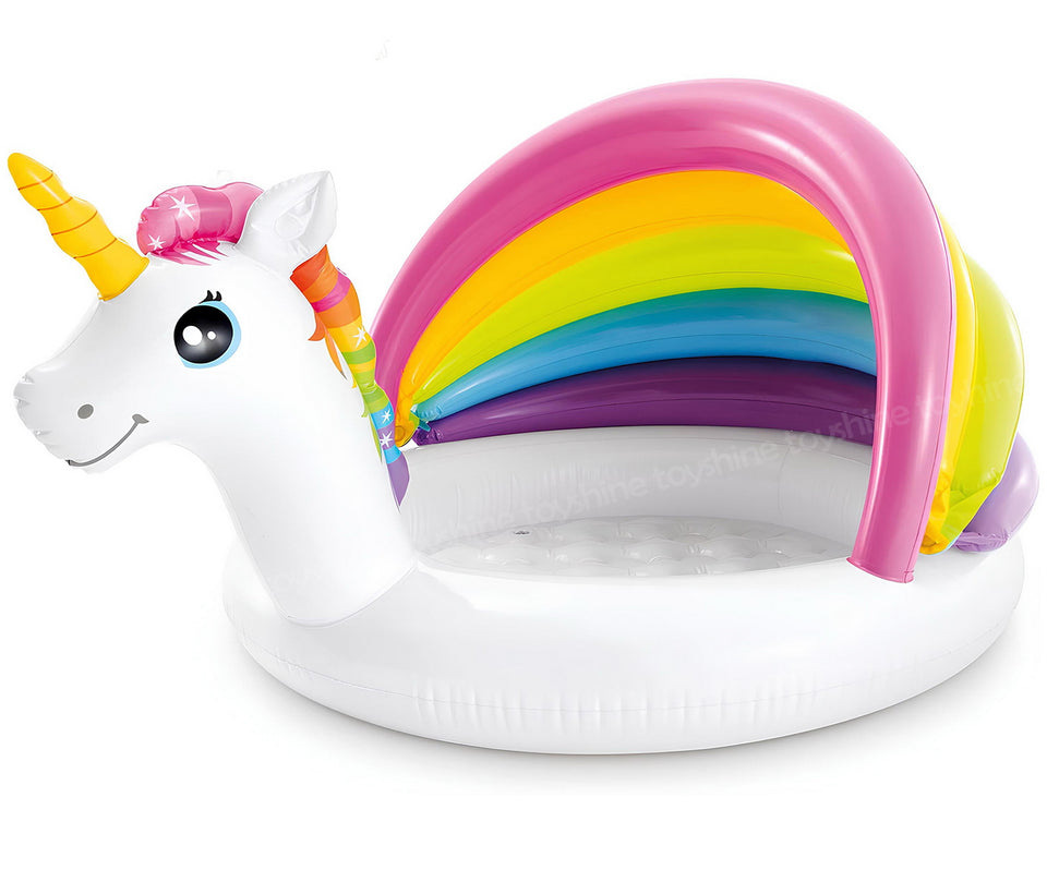 Toyshine Unicorn Shape Inflatable Pool for Kids with Sunshade Water Fun Pool Party Gift for Boys and Girls 50" x 40" x 27" with 45L Water Capacity