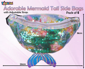 Toyshine Pack of 2 Cute Girls Mermaid Tail Sparkple and Shine Children Side Bags for 3~7 Years Baby- (Green, Orange)