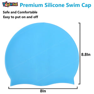 Toyshine Unisex Adult Silicone Swim Cap Non-Slip Swimming Cap for Long and Short Hair (Pack of 3), Color May Vary SSTP