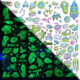 Toyshine 12 Sheets Glow in The Dark Space Theme Wall Stickers Décor for Kids Room, Scrapbooking Notebook Project Practical's Decoration and Fun Birthday Gift Party Supplies Reward - Design May Vary