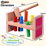 Toyshine Classic Wooden Pounding Bench Toy for Toddlers, Developmental & Sensory Toy for Boys & Girls